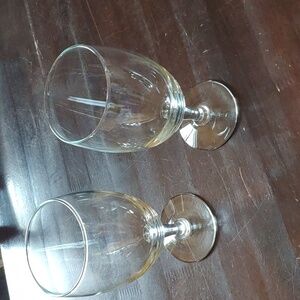 Set of 2 Water Glass Stem Footed Goblet 7 in high